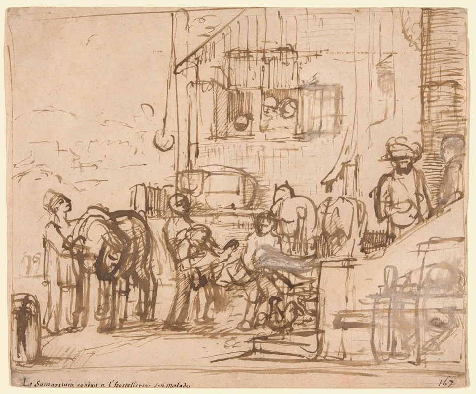 The Good Samaritan Arriving At The Inn Wall Art by Constantijn van Renesse - High-Resolution Digital Print