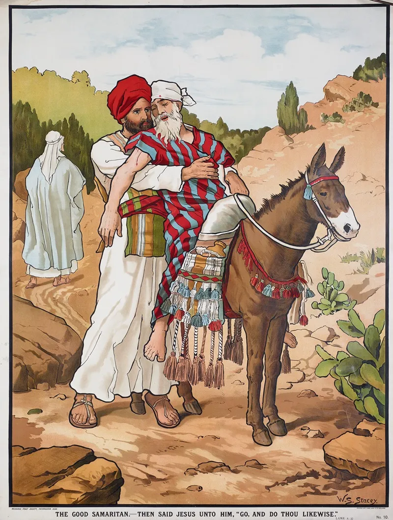 The Good Samaritan Then Said Jesus Unto Him Go And Do Thou Likewise Wall Art by Walter Sidney Stacey - High-Resolution Digital Print