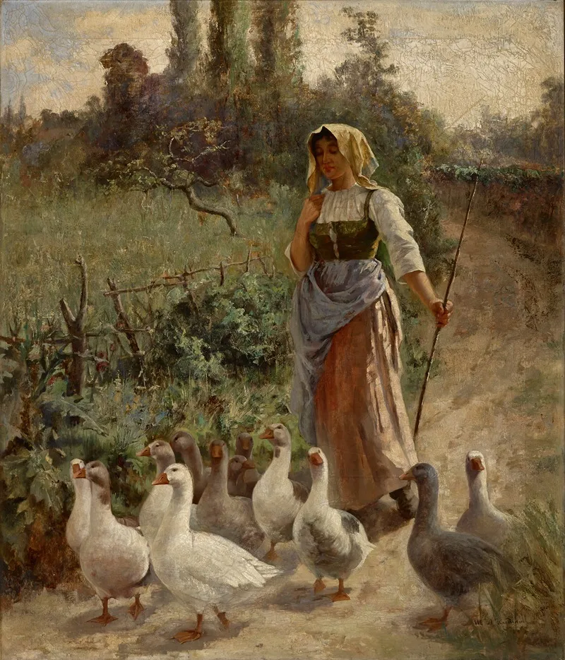 The Goose Girl Picardy France Wall Art by Margaret A. Rudisill - High-Resolution Digital Print