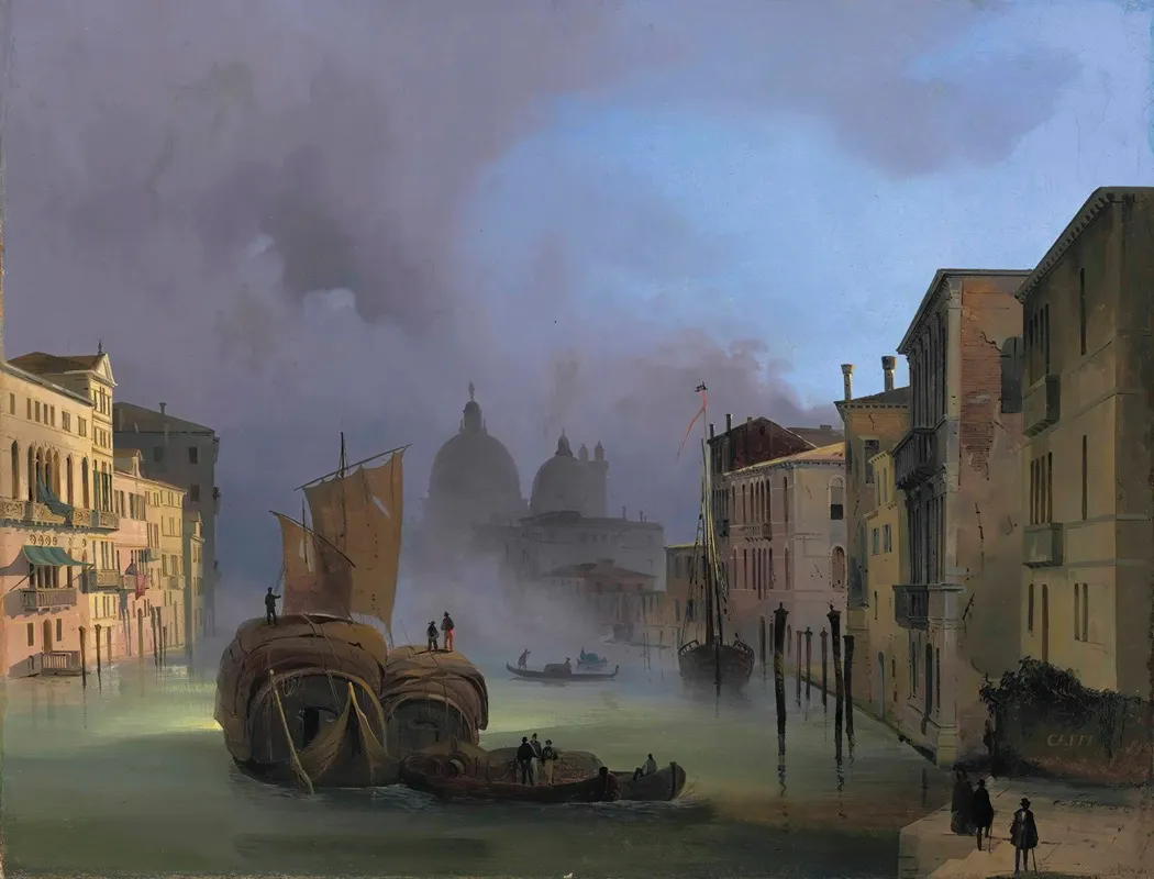 The Grand Canal Venice From The Ponte Dellaccademia With Santa Maria Della Salute Wall Art by Ippolito Caffi - High-Resolution Digital Print