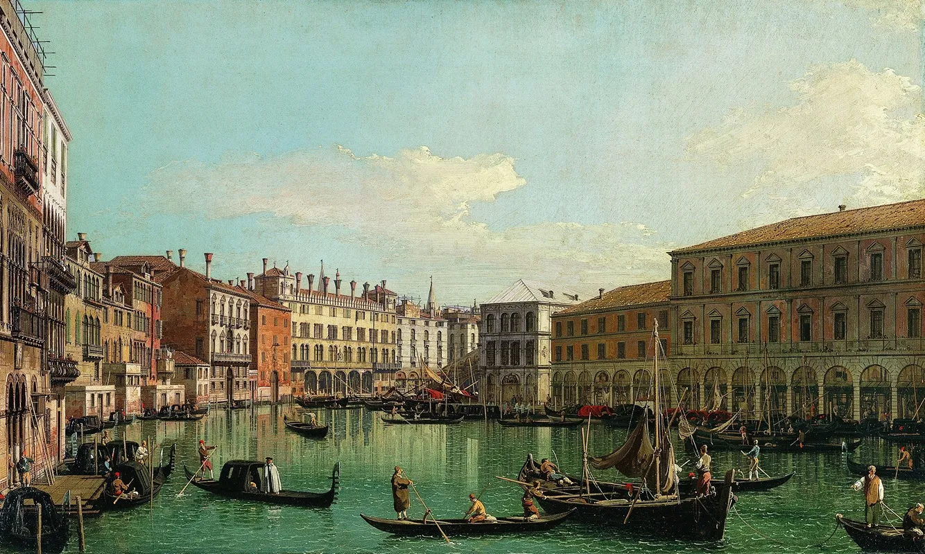 The Grand Canal Venice Looking South Toward The Rialto Bridge