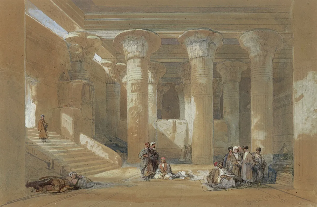 The Grand Portico At The Temple At Esneh Egypt Wall Art by David Roberts - High-Resolution Digital Print