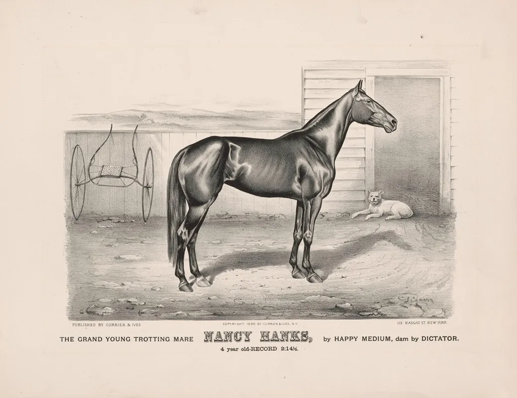The Grand Young Trotting Mare Nancy Hanks By Happy Medium Dam By Dictator Wall Art by John Cameron - High-Resolution Digital Print