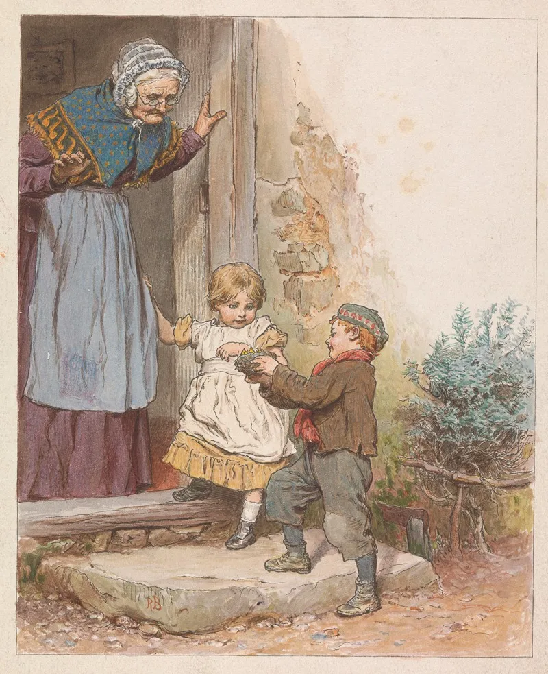 The Grandmother With Her Grandchildren Wall Art by Robert Barnes - High-Resolution Digital Print