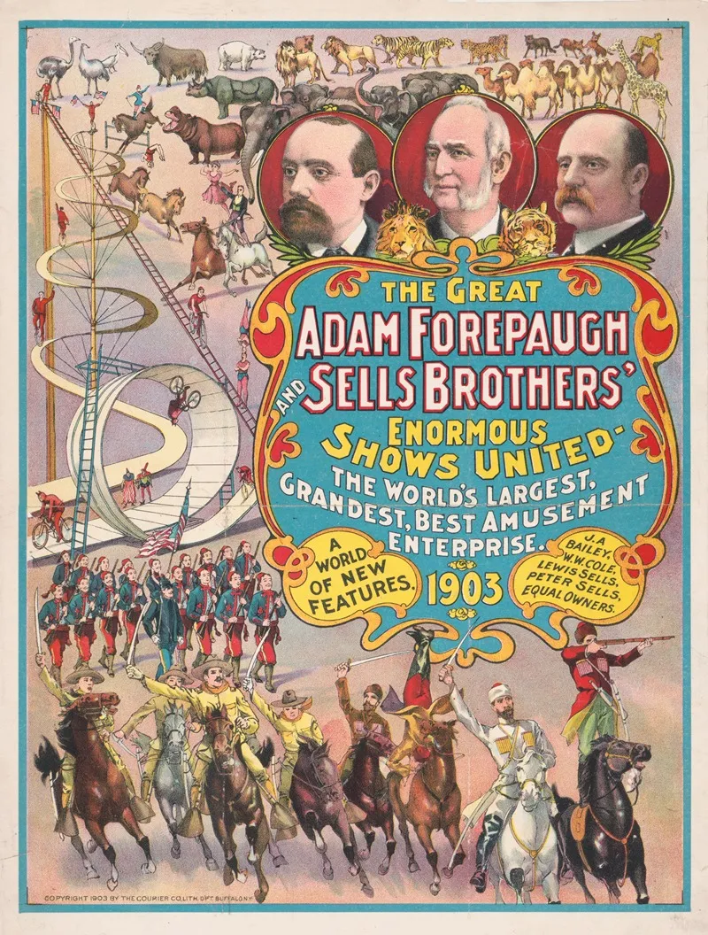 The Great Adam Forepaugh And Sells Brothers Enormous Shows United Wall Art by Courier Litho. Co. - High-Resolution Digital Print