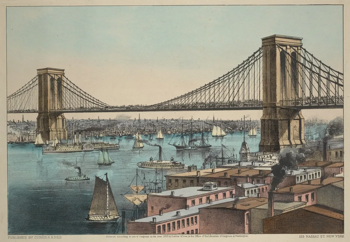 The Great East River Bridge To Connect The Cities Of New York Brooklyn