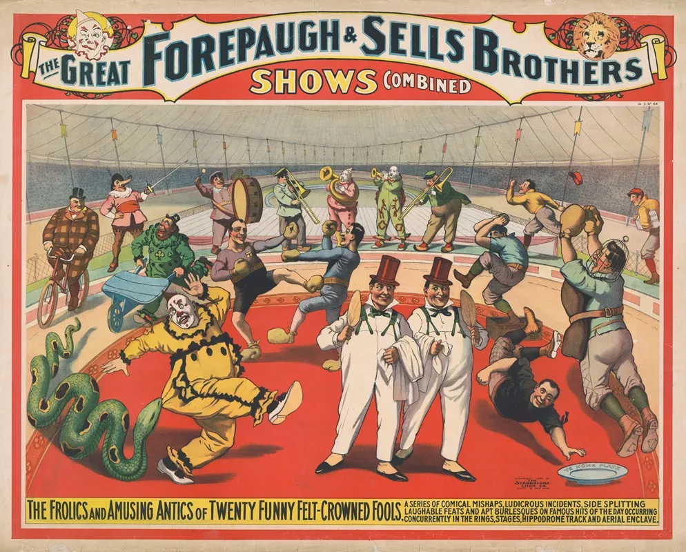 The Great Forepaugh Sells Brothers Shows Combined The Frolics And Amusing Antics Of Twenty Funny Felt Crowned Fools
