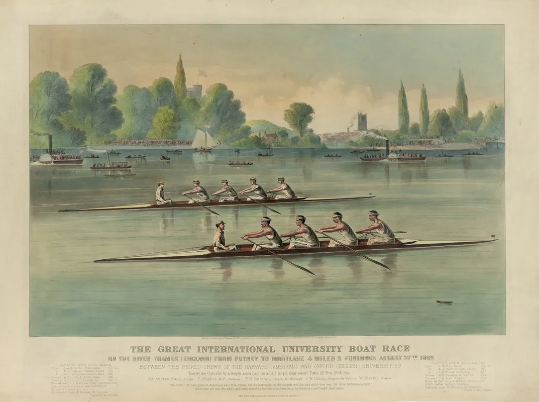 The Great International University Boat Race On The River Thames England From Putney To Mortlake 4 Miles 2 Furlongs August 27th 1869