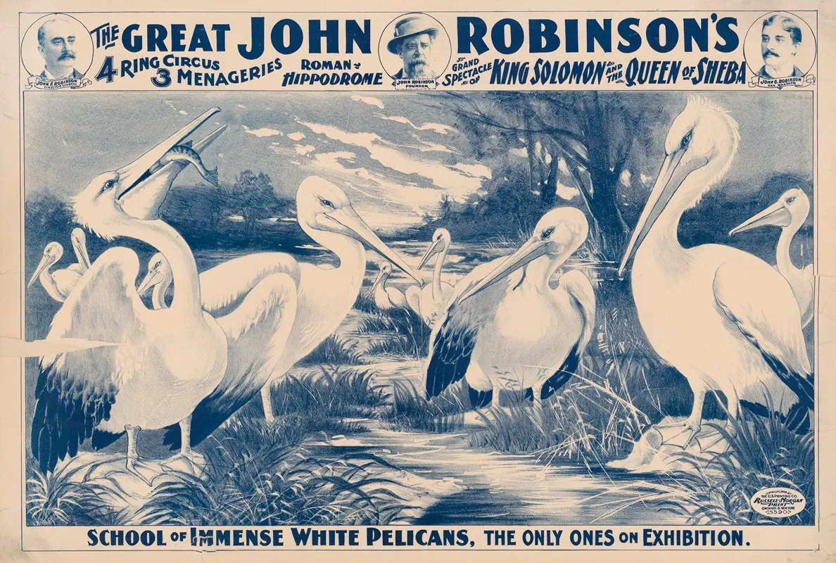 The Great John Robinsons 4 Ring Circus School Of Immense White Pelicans The Only Ones On Exhibition Wall Art by Russell, Morgan & Co. - High-Resolution Digital Print