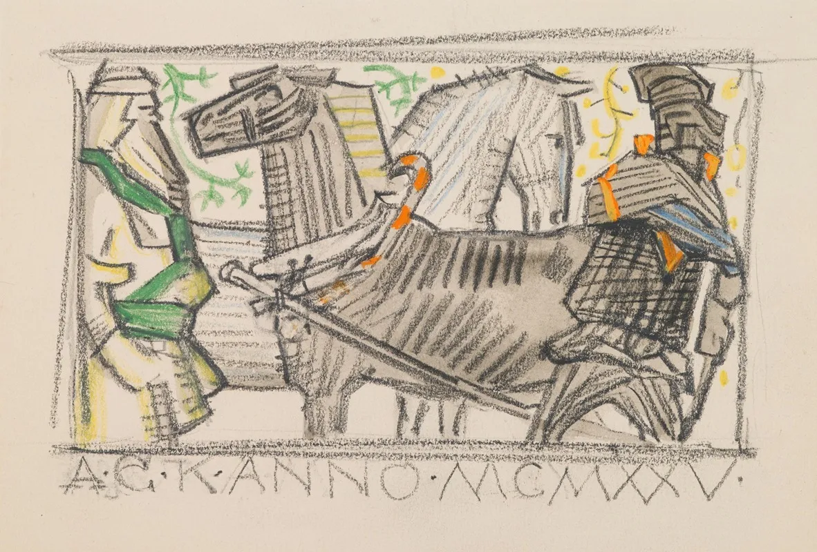 The Great Kalevala Poem Iii Sketch Horses And Riders Meet