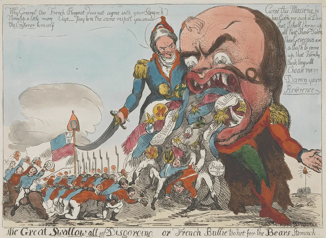The Great Swallow All Disgorging Or French Bullie Too Hot For The Bears Stomach Wall Art by John Cawse - High-Resolution Digital Print