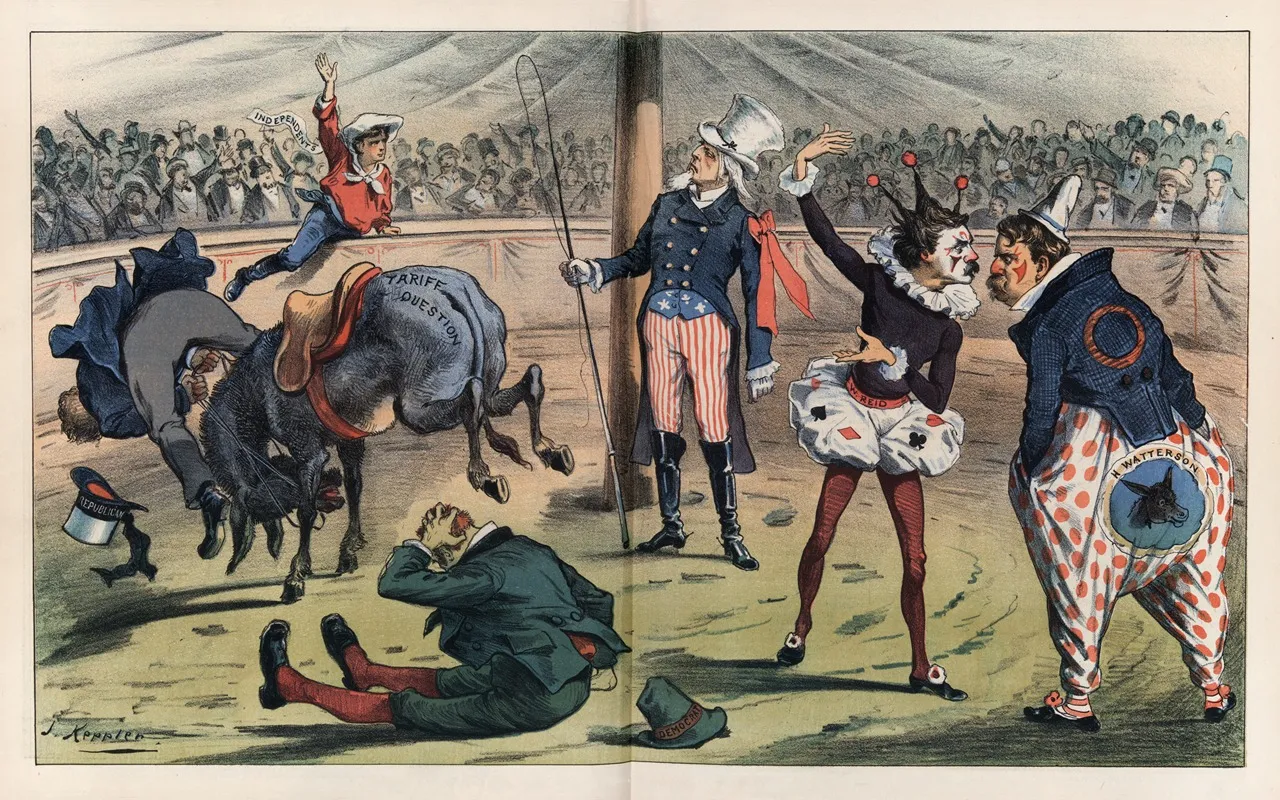 The Greatest Show On Earth Who Can Ride The Mule Wall Art by Joseph Ferdinand Keppler - High-Resolution Digital Print
