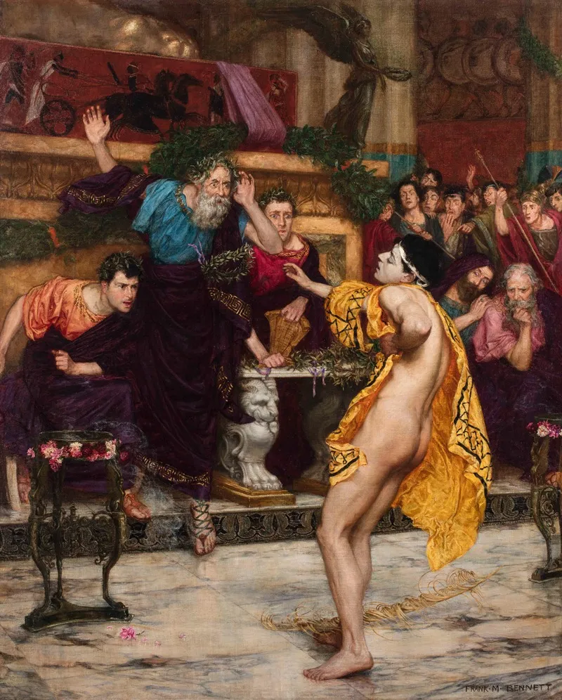 The Greek Runner Ladas Falling Dead As He Goes To Receive His Crown At Olympia Wall Art by Frank Moss Bennett - High-Resolution Digital Print