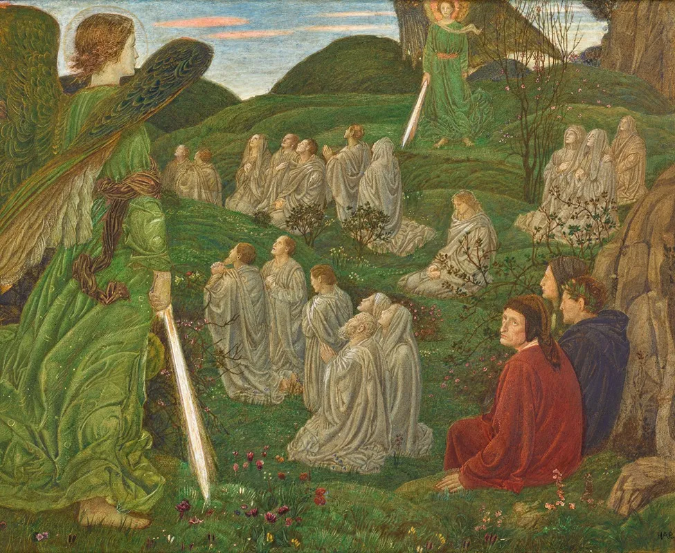 The Green Valley Purgatorio Cantos Vii Viii Wall Art by Henry Arthur Payne - High-Resolution Digital Print