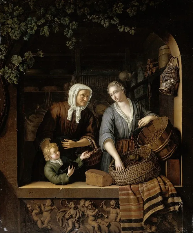The Grocers Shop Wall Art by Frans Van Mieris The Younger - High-Resolution Digital Print