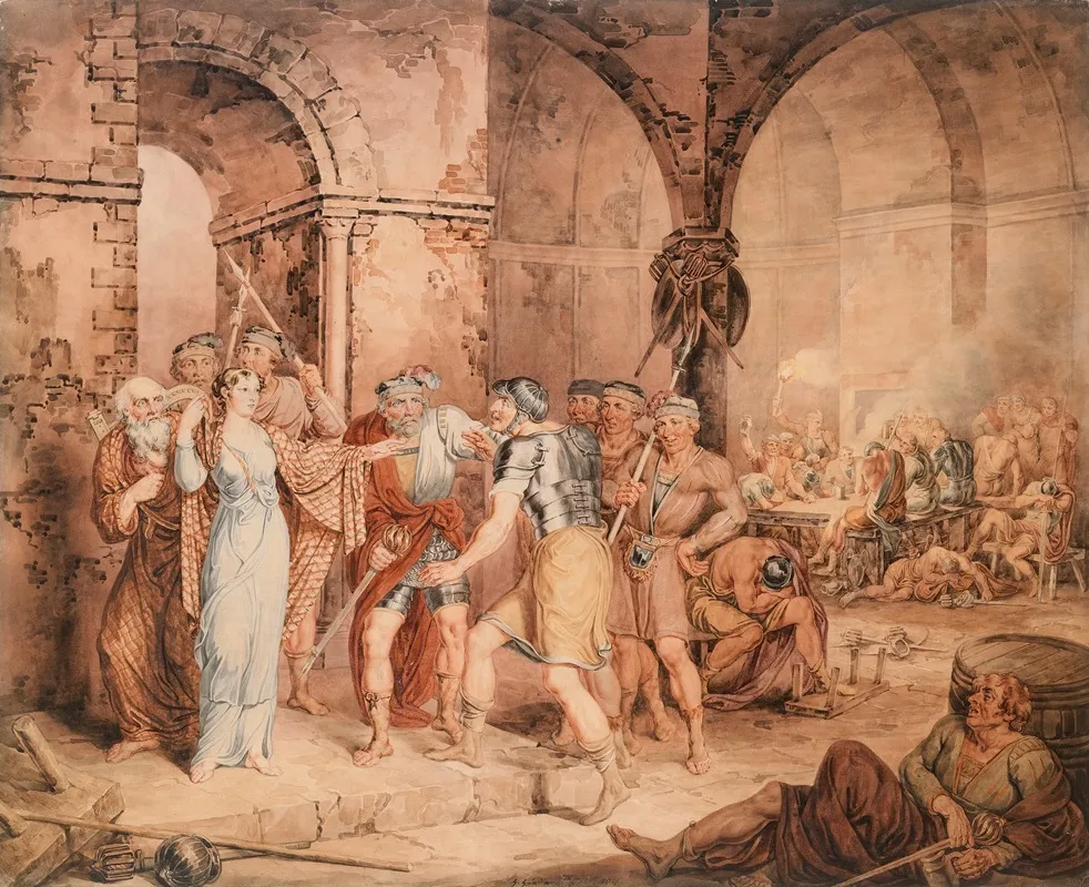 The Guard Room From Sir Walter Scotts Lady Of The Lake Wall Art by George Grattan - High-Resolution Digital Print