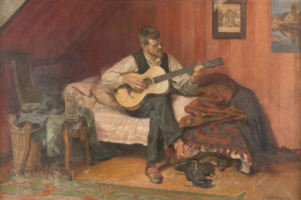 The Guitar Player 6 Wall Art by Hugo Wolff-Maage - High-Resolution Digital Print