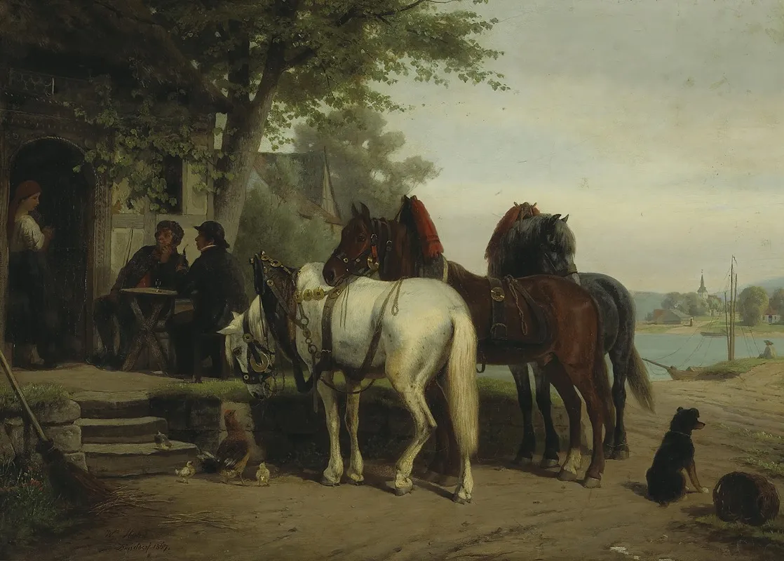 The Halt At The Inn 2 Wall Art by William Hahn - High-Resolution Digital Print