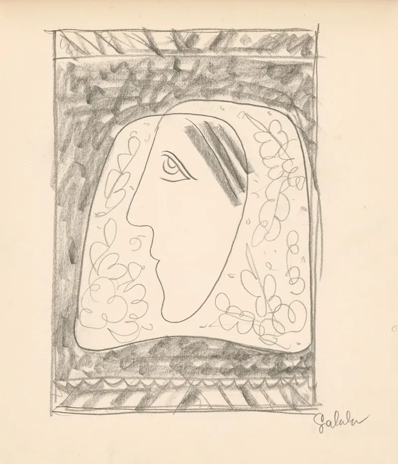 The Head Of A Woman In A Floral Headscarf