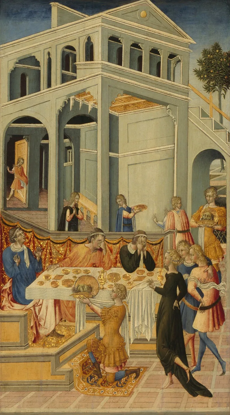 The Head Of Saint John The Baptist Brought Before Herod Wall Art by Giovanni di Paolo - High-Resolution Digital Print
