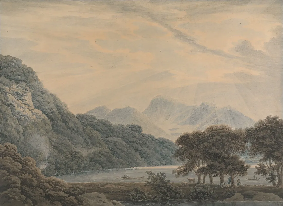 The Head Of Ullswater With The Lodge Of Patterdale On The Left Wall Art by Thomas Sunderland - High-Resolution Digital Print