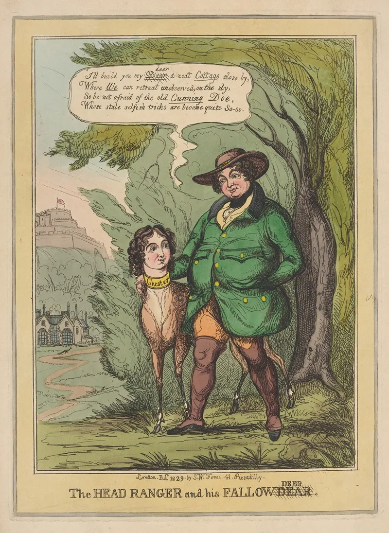 The Head Ranger And His Fallow Dear Changed From Deer Wall Art by Thomas Howell Jones - High-Resolution Digital Print