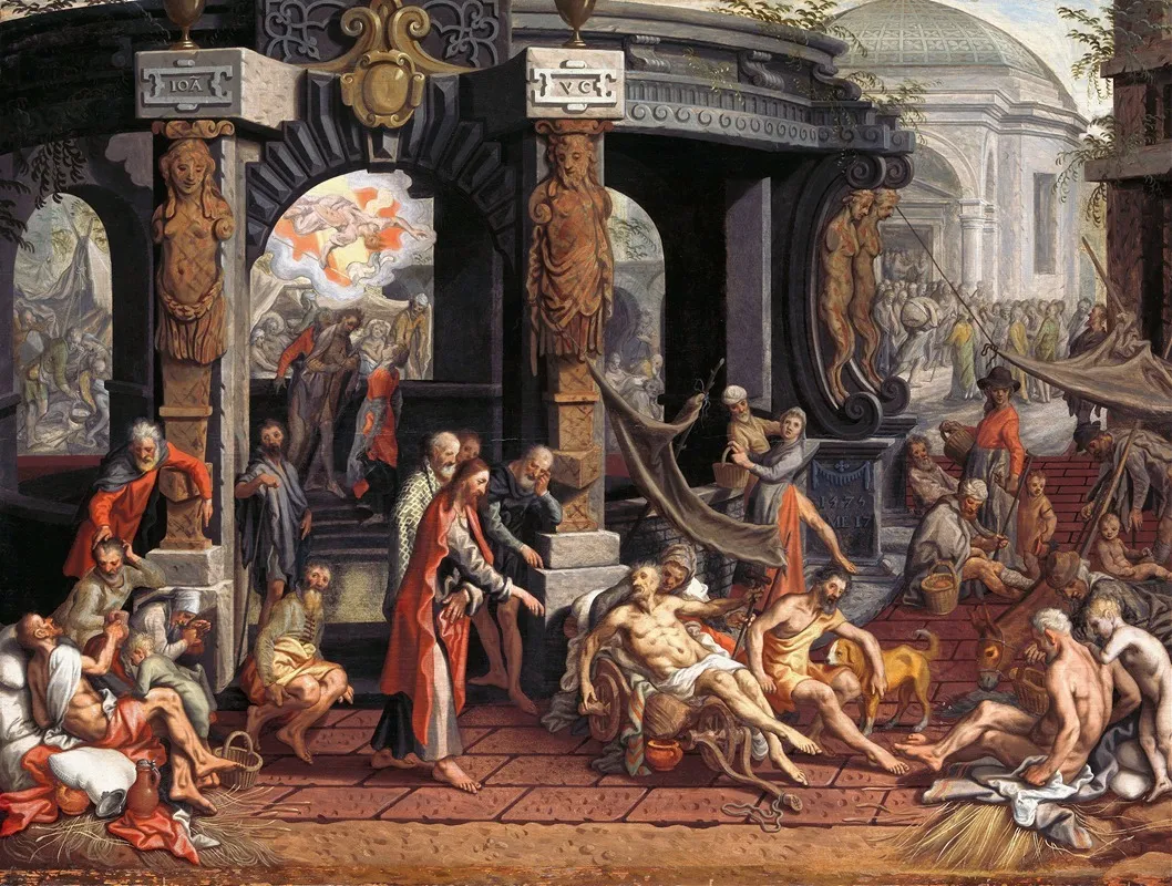 The Healing Of The Paralyticpool Of Bethesda Wall Art by Pieter Aertsen - High-Resolution Digital Print