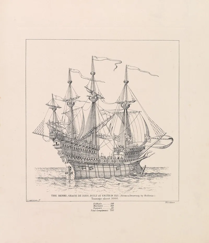 The Henri Grace De Dieu Built At Erith In 1515 Wall Art by Carl Hentschel - High-Resolution Digital Print