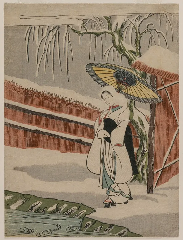 The Heron Maiden Standing Beneath A Willow Tree