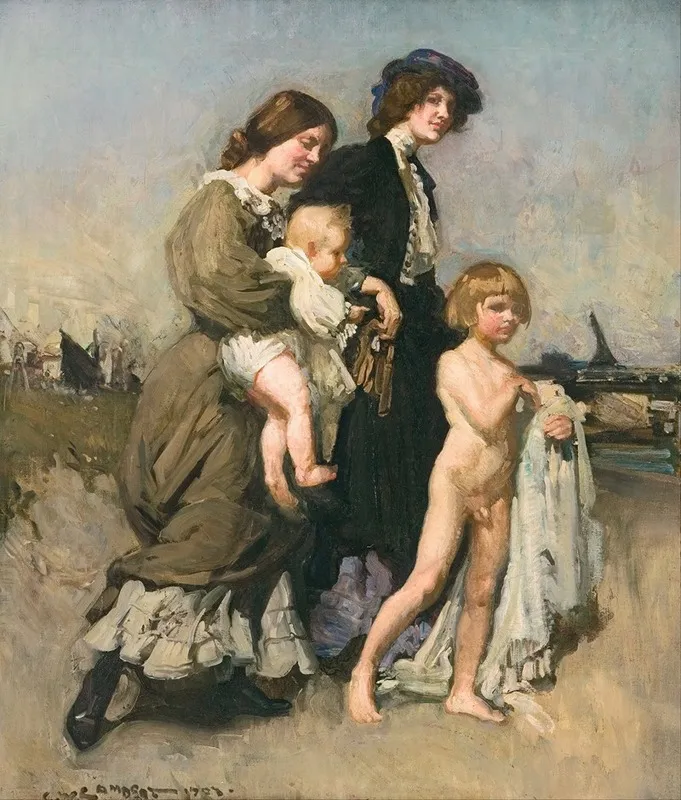 The Holiday Group The Bathers Wall Art by George Washington Lambert - High-Resolution Digital Print