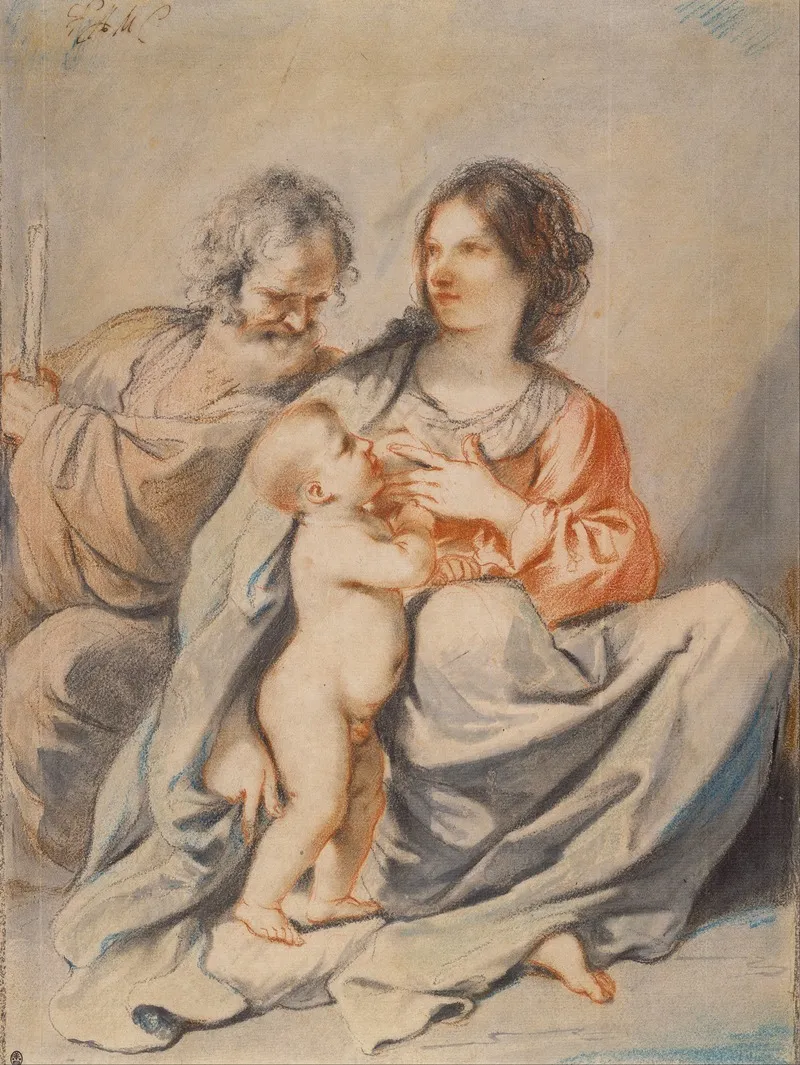 The Holy Family 73 Wall Art by Guercino - High-Resolution Digital Print