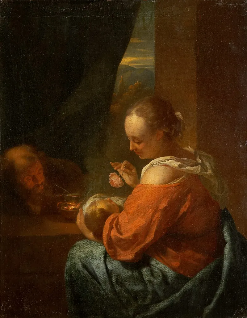 The Holy Family 92 Wall Art by Godfried Schalcken - High-Resolution Digital Print
