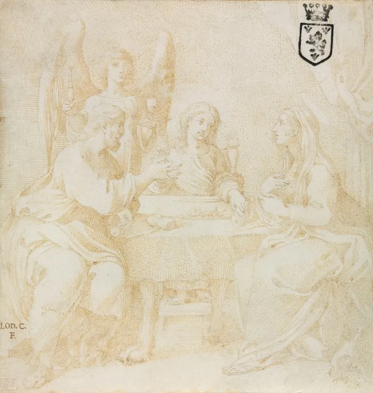 The Holy Family At Table Served By An Angel