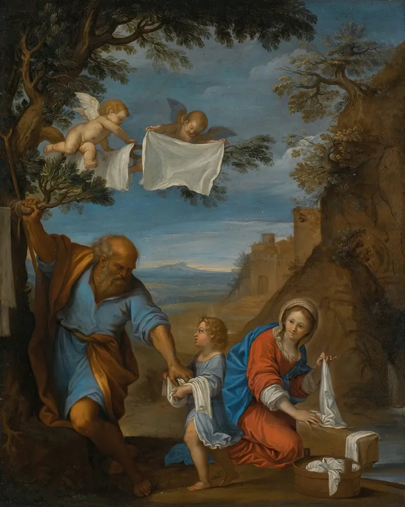The Holy Family In A Landscape 2 Wall Art by Francesco Albani - High-Resolution Digital Print