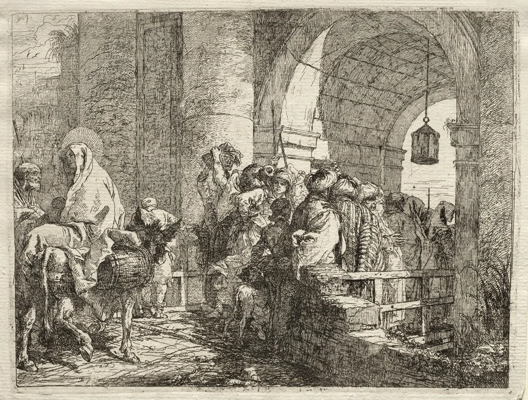 The Holy Family Passing Under An Arch Wall Art by Giovanni Domenico Tiepolo - High-Resolution Digital Print