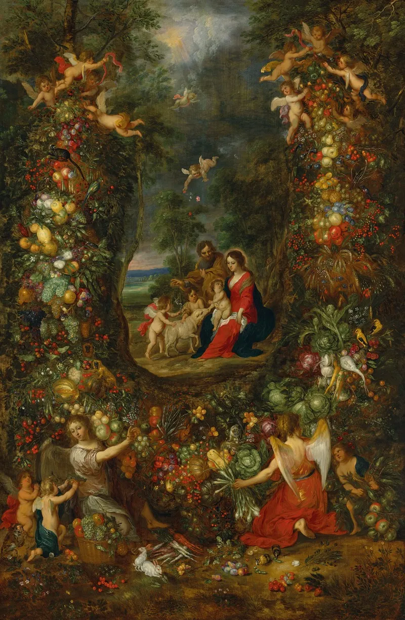 The Holy Family Surrounded By A Garland Of Fruit Supported By Putti 2