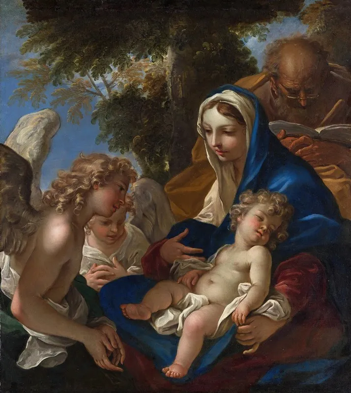 The Holy Family With Angels 2 Wall Art by Sebastiano Ricci - High-Resolution Digital Print