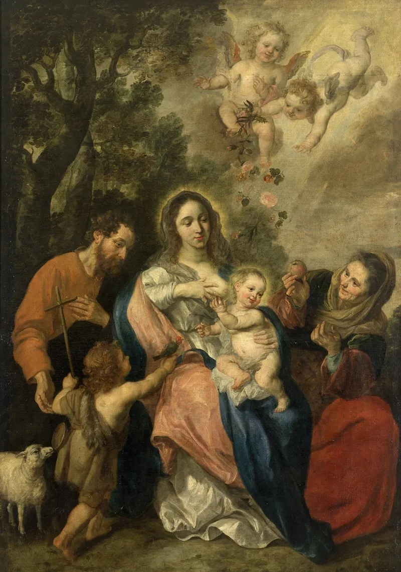 The Holy Family With John The Baptist Wall Art by Nicolas de Liemaker - High-Resolution Digital Print