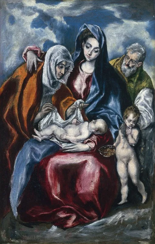 The Holy Family With Saint Anne And The Infant John The Baptist Wall Art by El Greco (Domenikos Theotokopoulos) - High-Resolution Digital Print