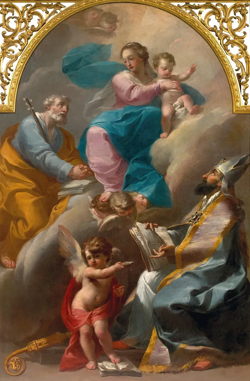 The Holy Family With Saint Augustine 2 Wall Art by Gaetano Gandolfi - High-Resolution Digital Print
