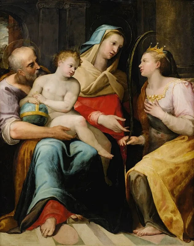 The Holy Family With Saint Catherine Of Alexandria 2 Wall Art by Lorenzo Sabatini - High-Resolution Digital Print