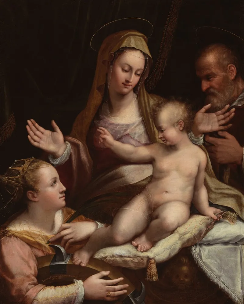 The Holy Family With Saint Catherine Of Alexandria Wall Art by Lavinia Fontana - High-Resolution Digital Print