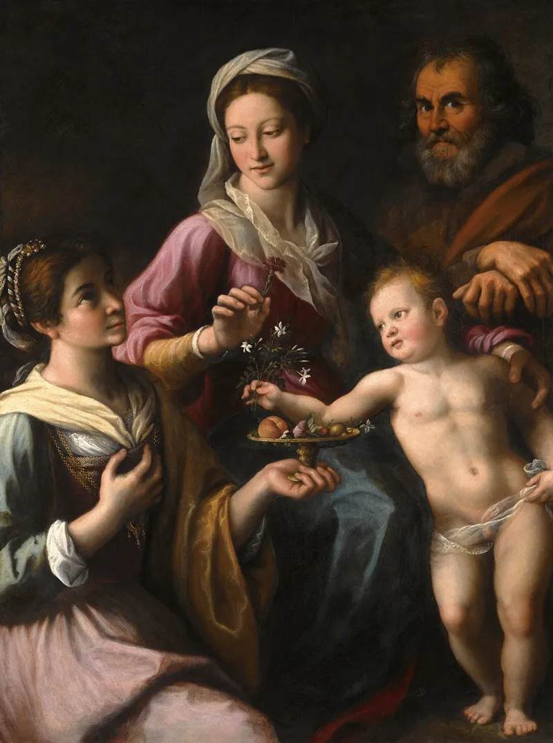 The Holy Family With Saint Dorothea Wall Art by Fabrizio Santafede - High-Resolution Digital Print