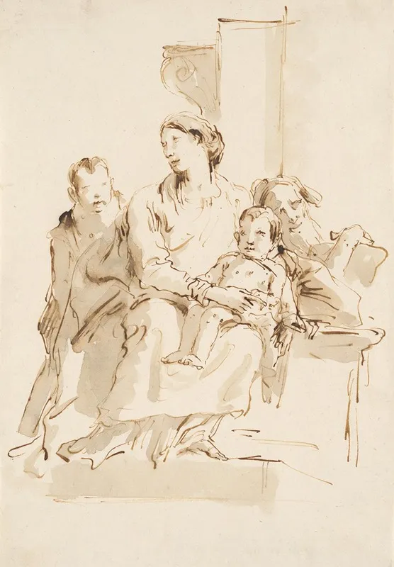 The Holy Family With Saint John Wall Art by Giovanni Battista Tiepolo - High-Resolution Digital Print
