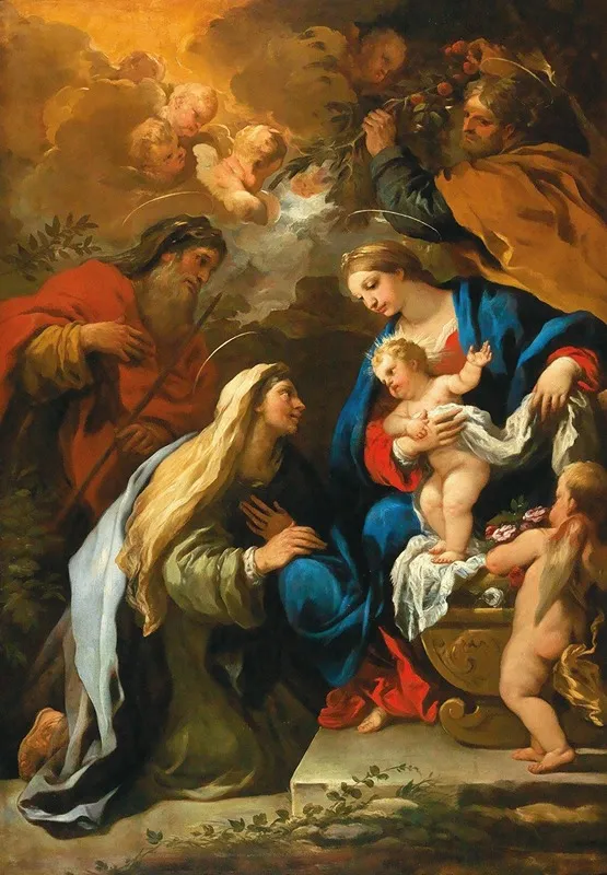 The Holy Family With Saints Anne And Joachim Wall Art by Luca Giordano - High-Resolution Digital Print