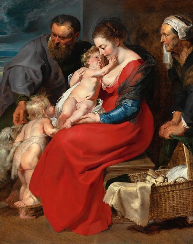 The Holy Family With Saints Elizabeth And John The Baptist Wall Art by Peter Paul Rubens - High-Resolution Digital Print