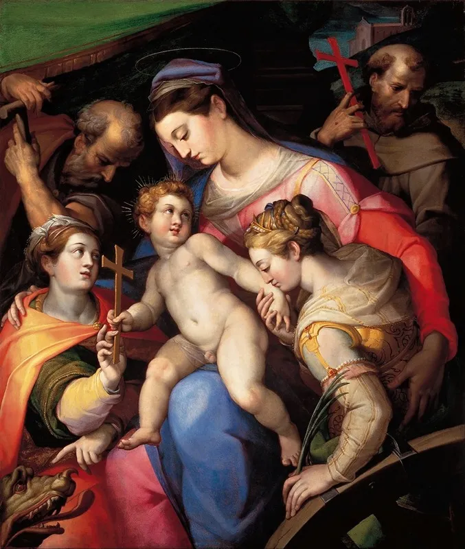 The Holy Family With St Catherine Of Alexandria St Margaret Of Antioch And St Francis Of Assisi