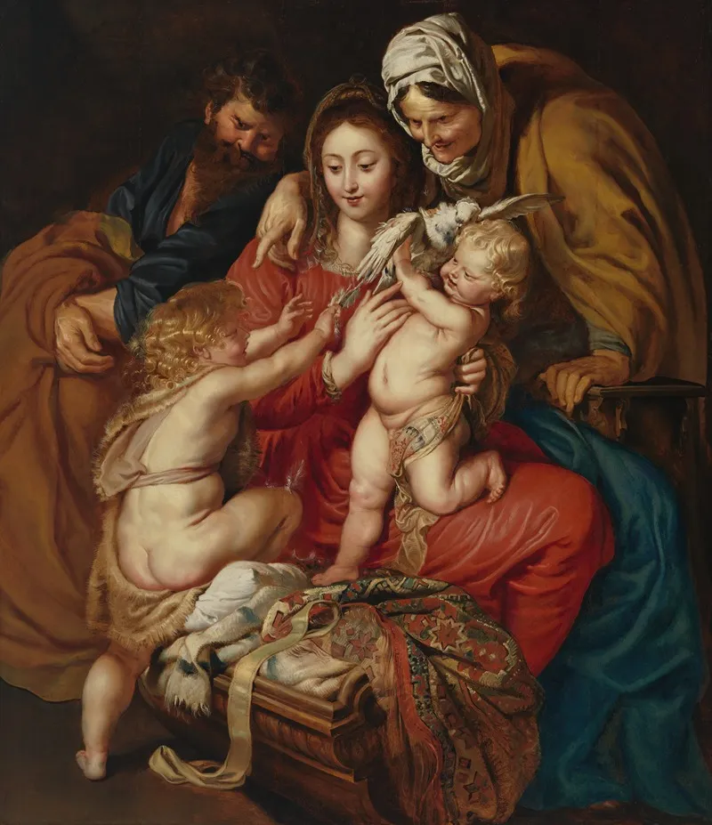 The Holy Family With St Elizabeth St John And A Dove Wall Art by Peter Paul Rubens - High-Resolution Digital Print