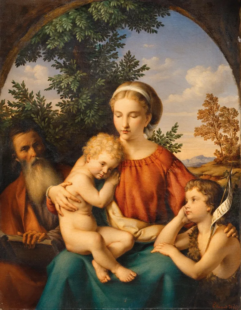The Holy Family With St John The Baptist As A Child Wall Art by Johann Eduard Wolff - High-Resolution Digital Print