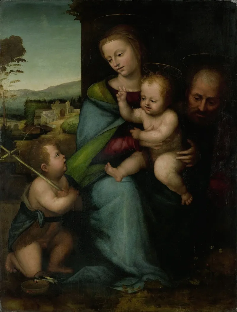 The Holy Family With The Infant John The Baptist Wall Art by Circle of Fra Bartolommeo - High-Resolution Digital Print